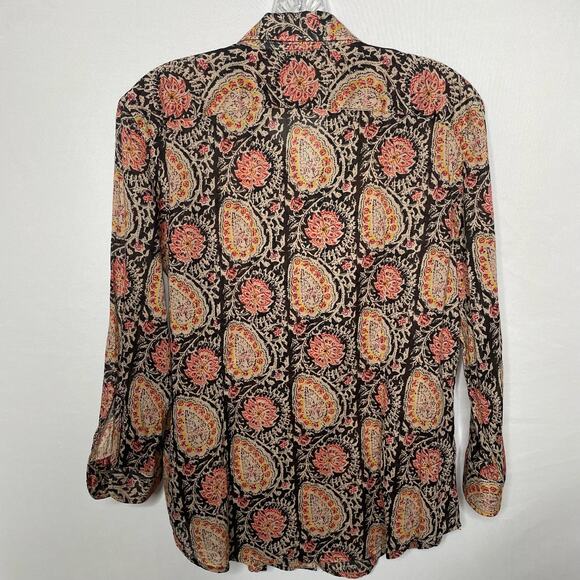 Lauren Ralph Lauren Printed Ruffle Womens Blouse Size L - Picture 5 of 5